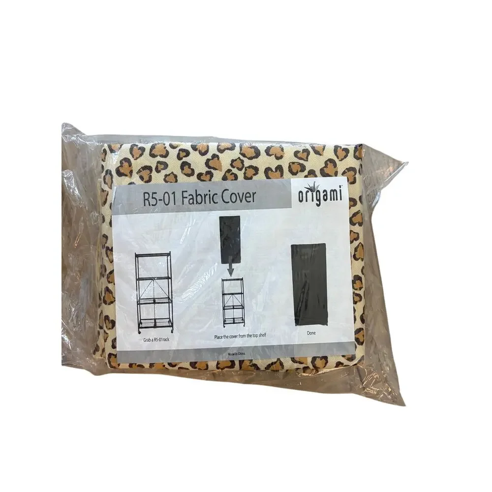 Origami R5-01 Leopard Fabric Cover for 3-Shelf Folding Rack Storage Organizer